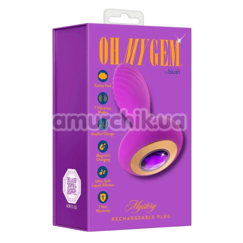 Анальная пробка с вибрацией Oh My Gem Charm, фиолетовая