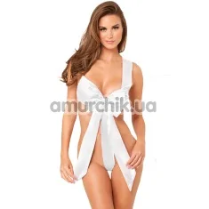 Боді Unwrap Me Satin Bow Teddy, біле - Фото №1