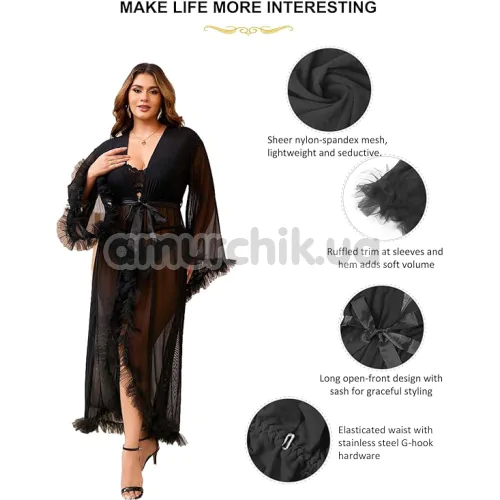 Пеньюар Star Night Sensual Ruffle Night Robe, чорний