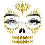 Прикраса для обличчя Leg Avenue Sugar Skull Adhesive Face Jewels Sticker, золота - Фото №1