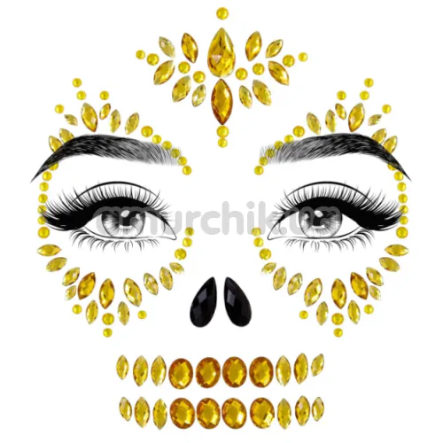 Прикраса для обличчя Leg Avenue Sugar Skull Adhesive Face Jewels Sticker, золота - Фото №1