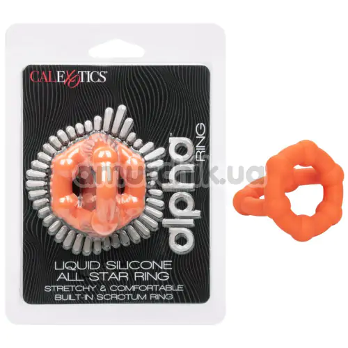 Эрекционное кольцо для члена Alpha Liquid Silicone All Star Ring, оранжевое