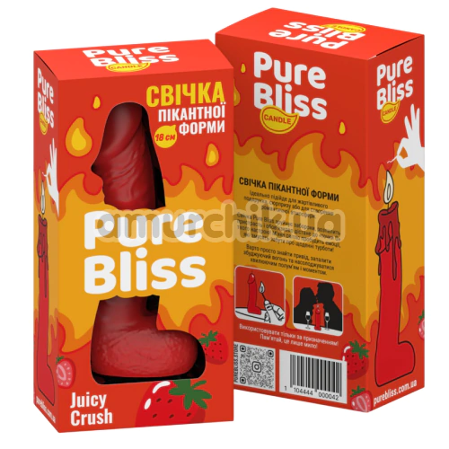Свічка у вигляді пеніса Pure Bliss Big Juicy Crush - полуниця, червона