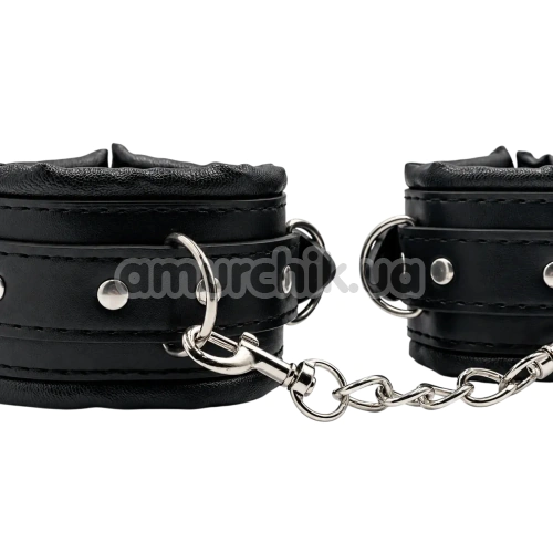 Фіксатори для рук DS Fetish Soft Hand Restraints With Chain, чорні