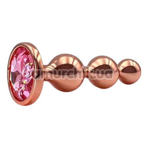 Анальна пробка з рожевим кристалом Alume Metal Beaded Plug S, бронзова