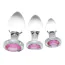 Набор анальных пробок с розовым кристаллом Booty Sparks Pink Gem Glass Anal Plug Set, прозрачный - Фото №2