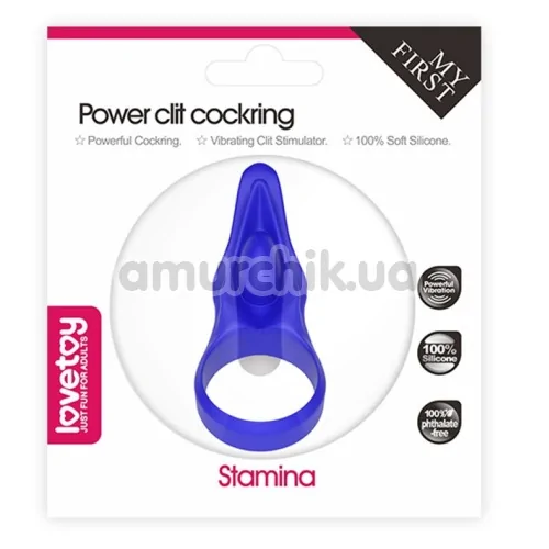 Віброкільце Power Clit Cockring Stamina, синє