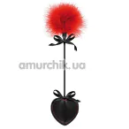 Стек у вигляді серця з пір'їнкою для пестощів Sweet Caress Feather Whip, чорно-червоний - Фото №1