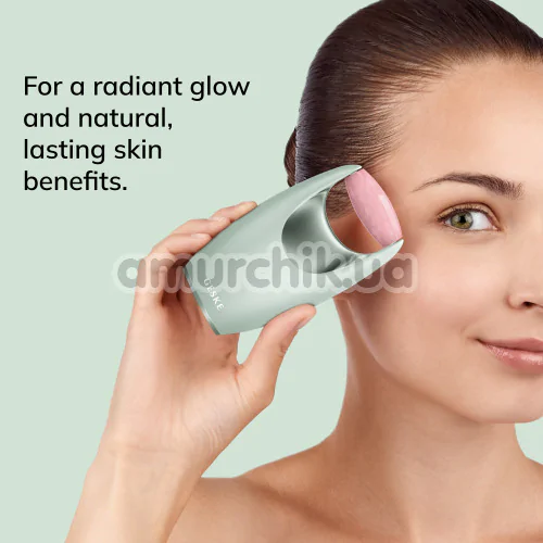 Роликовый массажер для лица Geske Rose Quartz Roller 5 in 1, зеленый