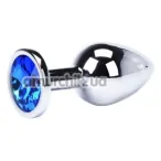 Анальная пробка с синим кристаллом Loveshop Seamless Butt Plug M, серебряная - Фото №1