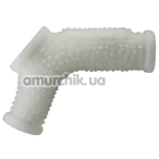 Насадка на пенис с вибрацией Knights Ring Vibrating Drip With Scrotum Sleeve, белая - Фото №1