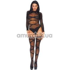 Комплект Leg Avenue Truth Or Dare Bodysuit And Thigh Highs Set, черный: боди + чулки - Фото №1