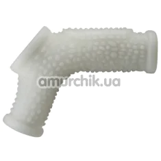 Насадка на пенис с вибрацией Knights Ring Vibrating Drip With Scrotum Sleeve, белая - Фото №1