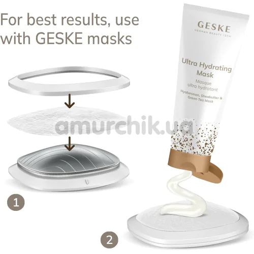 Ультразвуковой массажер-маска для лица Geske Sonic Warm & Cool Mask 9 in 1, белый