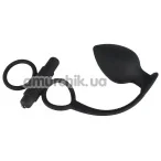 Віброкільце з анальної пробкою Black Velvets Vibrating Rings and Plug, чорне - Фото №1
