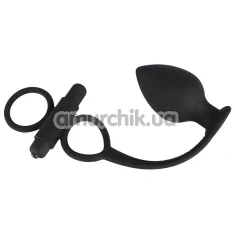 Віброкільце з анальної пробкою Black Velvets Vibrating Rings and Plug, чорне - Фото №1