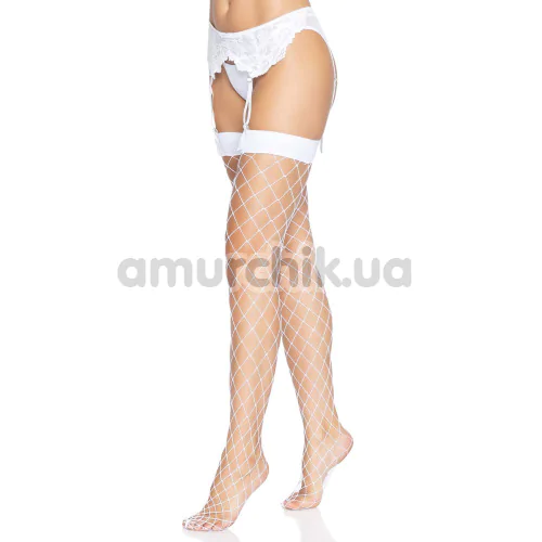 Чулки Leg Avenue Fence Net Thigh High, белые