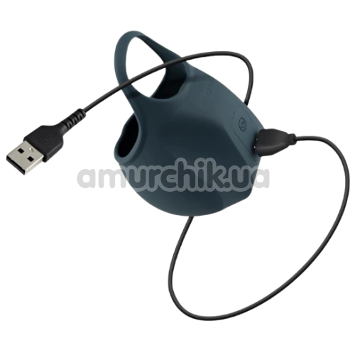 Насадка на мошонку з вібрацією Boners Stimulating Ball Pouch, синя