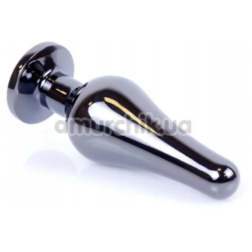 Анальная пробка с красным кристаллом Boss Series Exclusivity Jewellery Dark Silver Plug, серебряная
