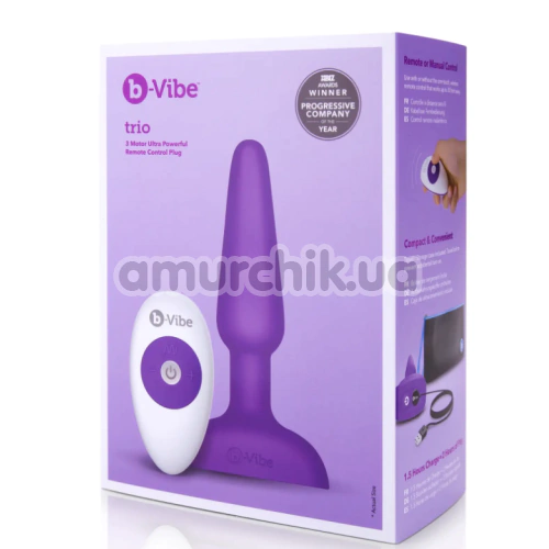 Анальная пробка с вибрацией B-Vibe Trio, фиолетовая