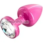 Анальна пробка з прозорим кристалом SWAROVSKI Anni Round T1, рожева - Фото №1
