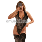 Комплект Star Night Sexy Sleeveless Floral Lace Set, чорний: боді + панчохи - Фото №1