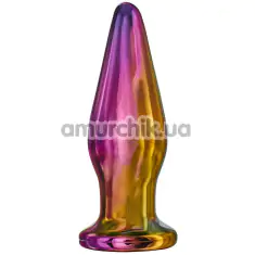 Анальна пробка з вібрацією Glamour Glass Remote Vibe Tapered Plug, мультикольорова - Фото №1