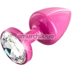 Анальна пробка з прозорим кристалом SWAROVSKI Anni Round T1, рожева - Фото №1