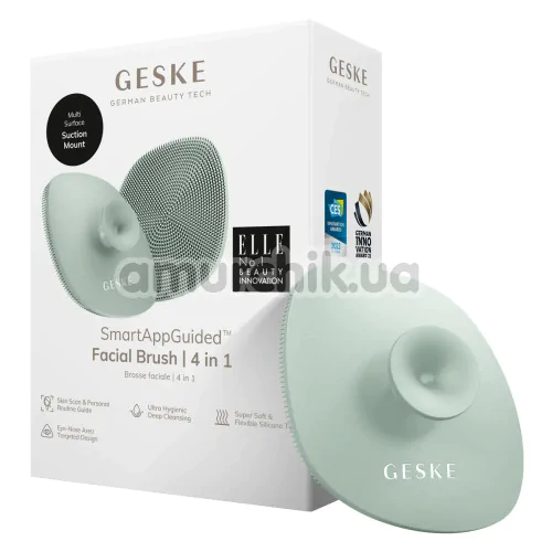 Щетка для лица Geske Facial Brush 4 in 1 Suction Mount, зеленая