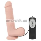 Вібратор з ротацією Medical Silicone Vibrator 20см, тілесний - Фото №1