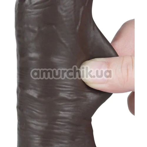 Фаллоимитатор Sliding-Skin Dual Layer Dong 8 с мошонкой, коричневый