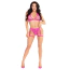 Комплект Leg Avenue Lace Bra Top and Panty With Garters, рожевий: бюстгальтер + трусики-стрінги - Фото №5