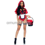 Костюм червоної шапочки Leg Avenue Naughty Miss Red Costume червоний: боді + фартух + накидка на голову - Фото №1