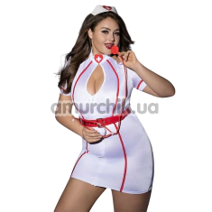 Костюм медсестри JSY Sexy Lingerie P61115, біло-червоний: сукня + головний убір + ремінь + стетоскоп - Фото №1
