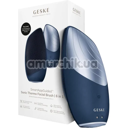 Ультразвукова щітка для обличчя Geske Sonic Thermo Facial Brush 6 in 1, синя