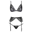 Комплект Kissable Suspender, чорний: бюстгальтер + пояс для панчіх + трусики-стрінги - Фото №3