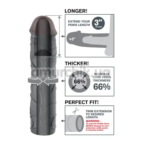 Насадка на пеніс Fantasy X-tensions Mega 3 inch Extension, чорна