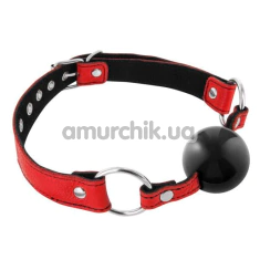 Кляп Fetish Tentation Premium Leather Gag With Silicone Ball, красный - Фото №1