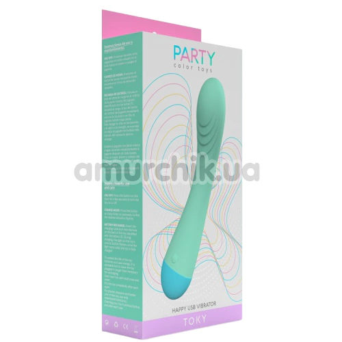 Вибратор для точки G Party Color Toys Toky, бирюзовый