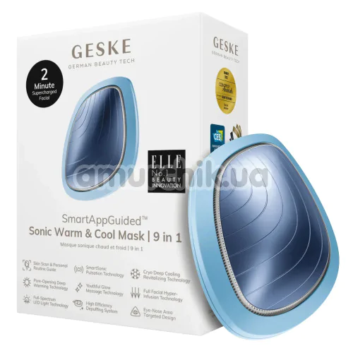 Ультразвуковой массажер-маска для лица Geske Sonic Warm & Cool Mask 9 in 1, голубой
