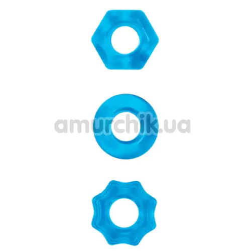 Набор из 3 эрекционных колец Renegade Chubbies Super Stretchable Rings, голубой