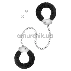 Фиксаторы для ног Fetish Tentation Enjoy Pain Adjustable Metal And Fur Ankle Cuffs, черные - Фото №1