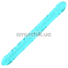 Двуконечный фаллоимитатор Doc Johnson Crystal Jellies Double Dong 18, бирюзовый - Фото №1