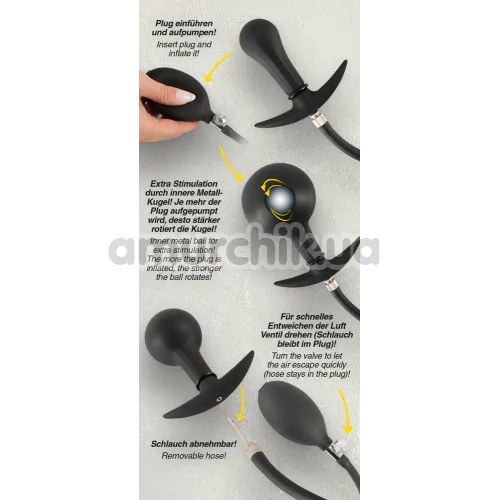 Анальный расширитель со смещенным центром тяжести Inflatable Plug, черный