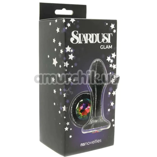 Анальна пробка Stardust Premium Glass Plug Glam, чорна