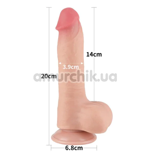 Фаллоимитатор Sliding-Skin Dual Layer Dong 8 с мошонкой, телесный