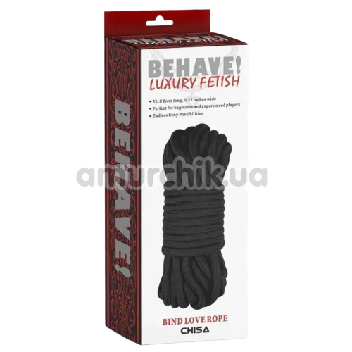 Верёвка Behave Luxury Fetish Bind Love Rope, черная