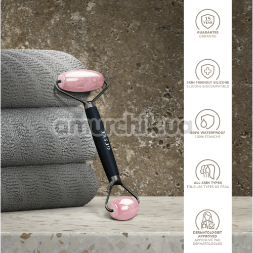 Роликовый массажер Geske Rose Quartz Face & Body Roller 5 in 1, черный