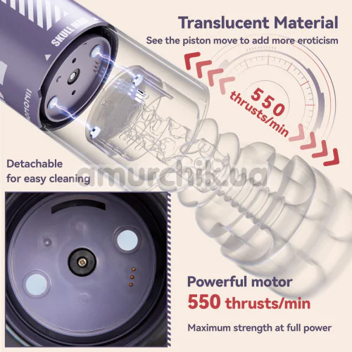 Мастурбатор з вібрацією, поштовхами та підігрівом BeYourLover Momonii 01, фіолетовий