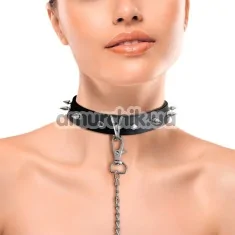 Ошейник с поводком Art of Sex Collar Spikes And Leash, черный - Фото №1